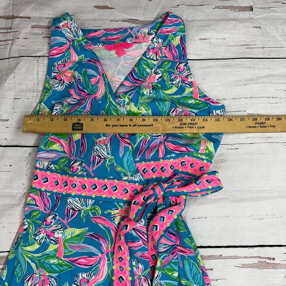 Lilly Pulitzer Floral Wrap Dress, Tropical Print, Size M - Summer Preppy Style - Picture 7 of 8
